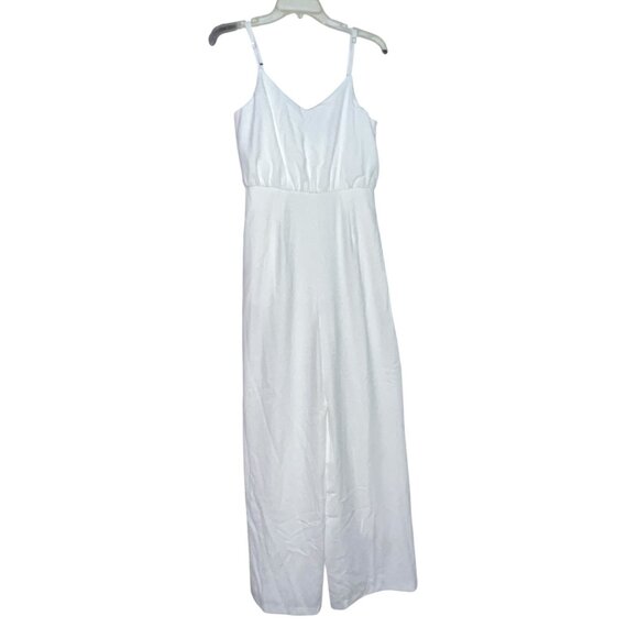 Lulus Flawless Pose White V-Neck Sleeveless Wide-Leg Jumpsuit Sz Small Womens Wh - Picture 3 of 11